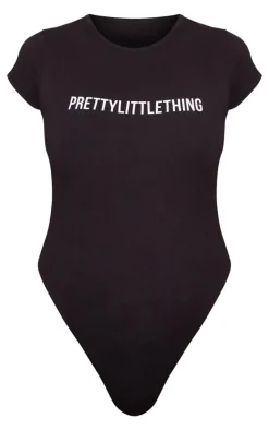 PRETTYLITTLETHING Petite Black Cap Sleeve Bodysuit