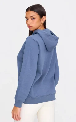 PRETTYLITTLETHING Petrol Blue Printed Oversized Hoodie