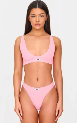 PRETTYLITTLETHING Pink Badge Seamless Thong