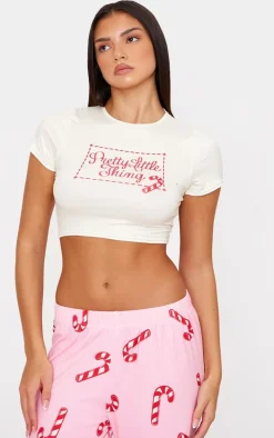 PRETTYLITTLETHING Pink Candy Cane Print Long Pj Set