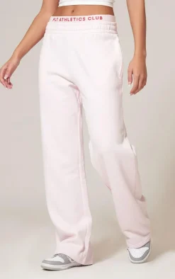 PRETTYLITTLETHING Pink Printed Boxer Waistband Wide Leg Sweatpants