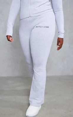 PRETTYLITTLETHING Plus Ash Grey Jersey Skinny Flared Pants