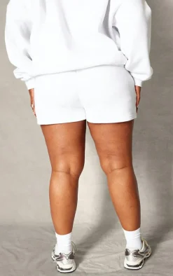 PRETTYLITTLETHING Plus Ash Grey Logo Oversized Sweat Shorts
