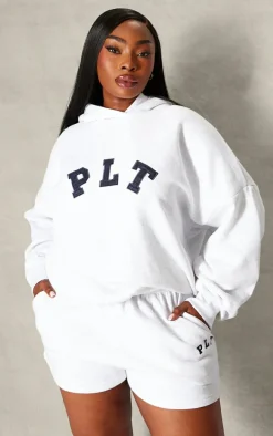 PRETTYLITTLETHING Plus Ash Grey Logo Oversized Sweat Shorts