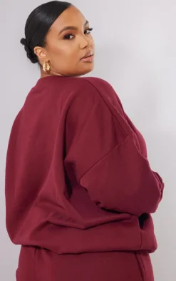 PRETTYLITTLETHING Plus Berry Oversized Sweatshirt
