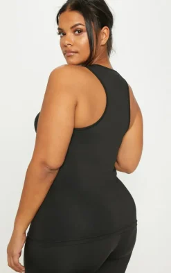 PRETTYLITTLETHING Plus Black Embroidered Tank Top