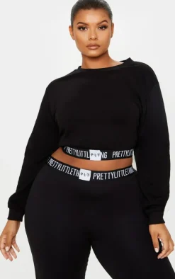 PRETTYLITTLETHING Plus Black Lounge Sweatshirt