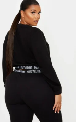 PRETTYLITTLETHING Plus Black Lounge Sweatshirt