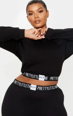 PRETTYLITTLETHING Plus Black Lounge Sweatshirt