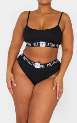 PRETTYLITTLETHING Plus Black Tape Panties