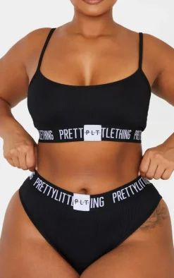 PRETTYLITTLETHING Plus Black Tape Panties