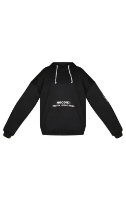 PRETTYLITTLETHING Plus Black Oversized Fit Graphic Printed Hoodie