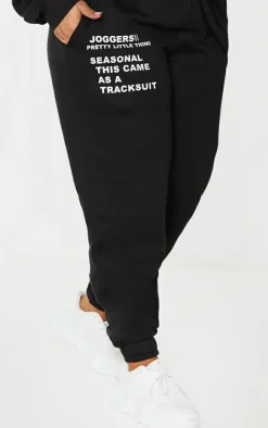 PRETTYLITTLETHING Plus Black Graphic Print Cuffed Sweatpants