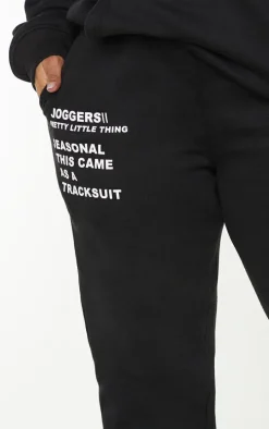 PRETTYLITTLETHING Plus Black Graphic Print Cuffed Sweatpants