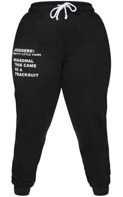 PRETTYLITTLETHING Plus Black Graphic Print Cuffed Sweatpants