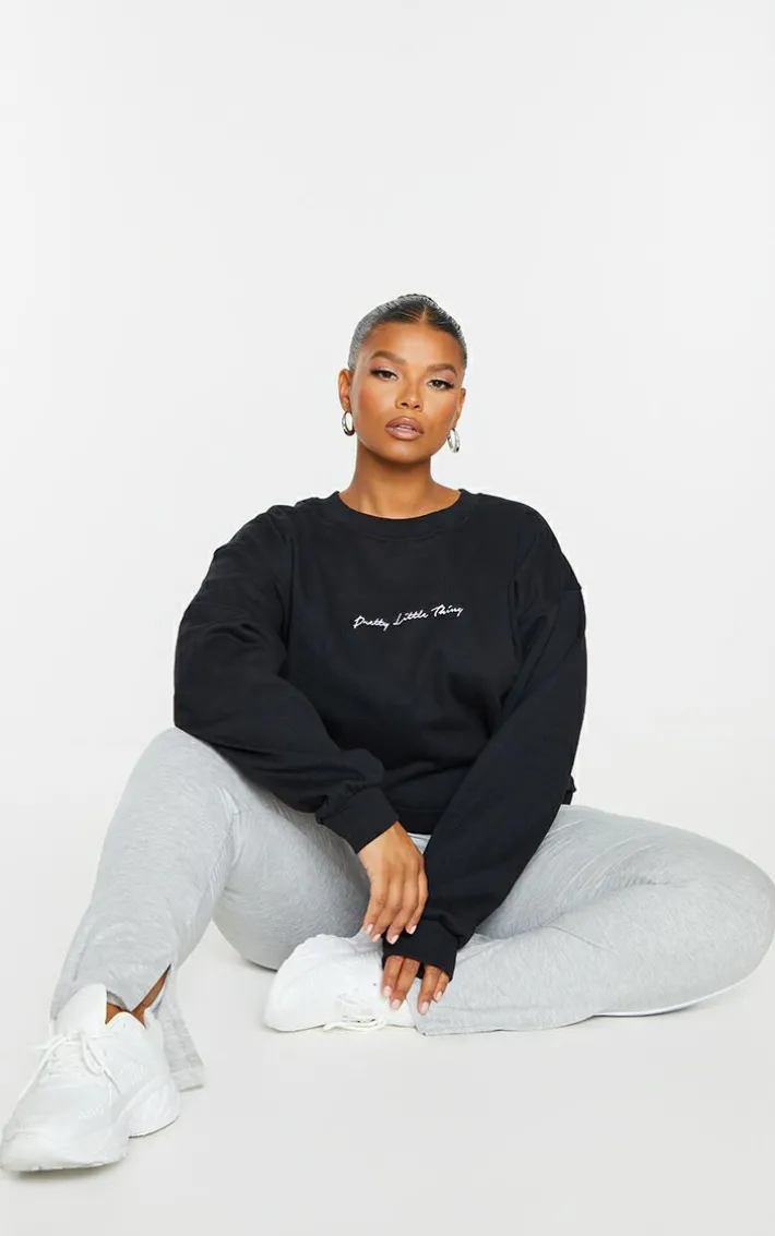 PRETTYLITTLETHING Plus Black Ultimate Sweatshirt