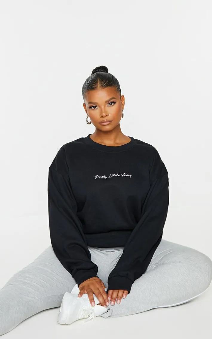 PRETTYLITTLETHING Plus Black Ultimate Sweatshirt