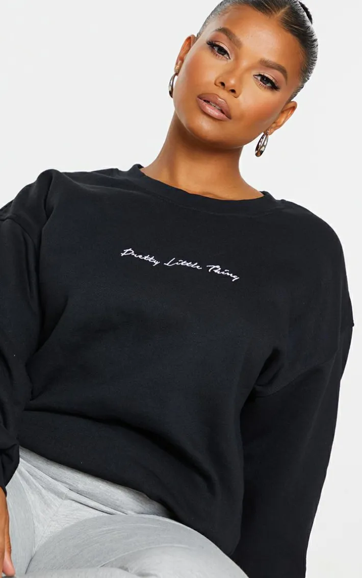 PRETTYLITTLETHING Plus Black Ultimate Sweatshirt