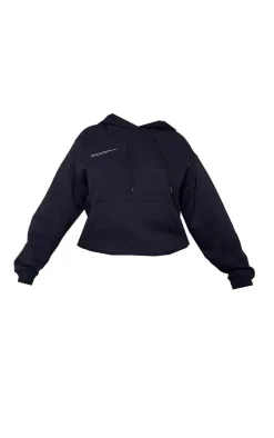 PRETTYLITTLETHING Plus Black Est 2012 Printed Oversized Hoodie