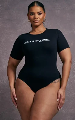 PRETTYLITTLETHING Plus Black Cap Sleeve Bodysuit