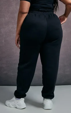 PRETTYLITTLETHING Plus Black High Waisted Cuffed Sweatpants
