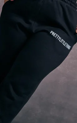 PRETTYLITTLETHING Plus Black High Waisted Cuffed Sweatpants