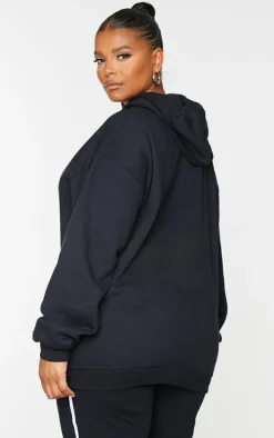 PRETTYLITTLETHING Plus Black Embroidered Hoodie