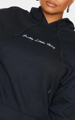 PRETTYLITTLETHING Plus Black Embroidered Hoodie