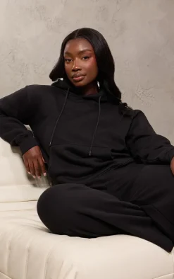 PRETTYLITTLETHING Plus Black Badge Detail Hoodie