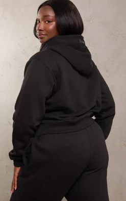 PRETTYLITTLETHING Plus Black Badge Detail Hoodie