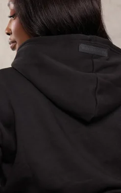 PRETTYLITTLETHING Plus Black Badge Detail Hoodie