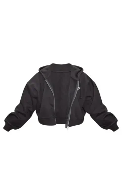 PRETTYLITTLETHING Plus Black Printed Premium Zip Front Hoodie