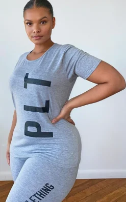 PRETTYLITTLETHING Plus Grey Legging PJ Set