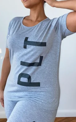 PRETTYLITTLETHING Plus Grey Legging PJ Set