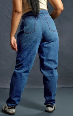 PRETTYLITTLETHING Plus Indigo Blue Wash High Rise Mom Jeans