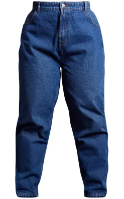PRETTYLITTLETHING Plus Indigo Blue Wash High Rise Mom Jeans