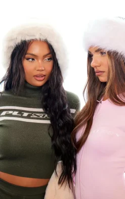 PRETTYLITTLETHING Plus Khaki Roll Neck Knit Ski Base Layer Top