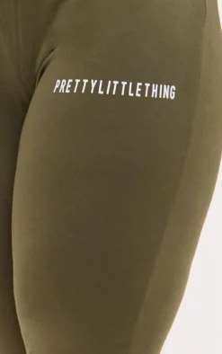 PRETTYLITTLETHING Plus Khaki Jersey Skinny Flared Pants