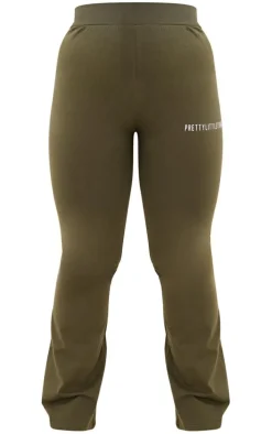 PRETTYLITTLETHING Plus Khaki Jersey Skinny Flared Pants