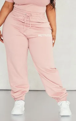 PRETTYLITTLETHING Plus Light Pink High Waisted Cuffed Sweatpants
