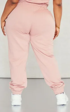 PRETTYLITTLETHING Plus Light Pink High Waisted Cuffed Sweatpants