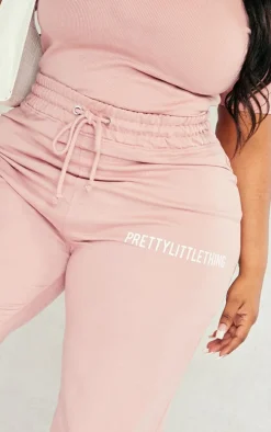 PRETTYLITTLETHING Plus Light Pink High Waisted Cuffed Sweatpants