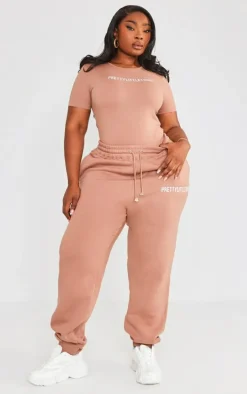 PRETTYLITTLETHING Plus Mocha Short Sleeve Bodysuit