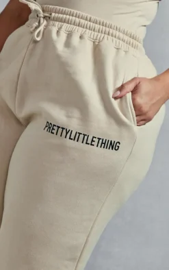 PRETTYLITTLETHING Plus Oatmeal High Waisted Cuffed Sweatpants