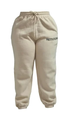 PRETTYLITTLETHING Plus Oatmeal High Waisted Cuffed Sweatpants