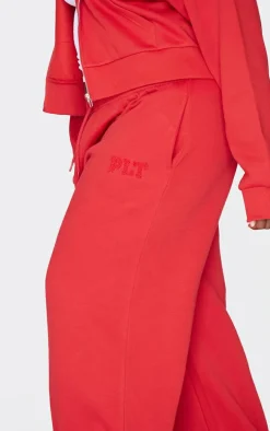 PRETTYLITTLETHING Plus Red Borg Graphic Wide Leg Sweatpants