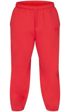 PRETTYLITTLETHING Plus Red Borg Graphic Wide Leg Sweatpants