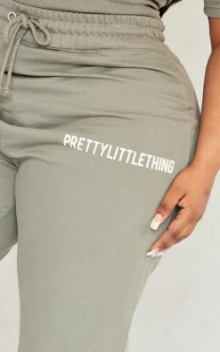 PRETTYLITTLETHING Plus Sage Khaki High Waisted Cuffed Sweatpants