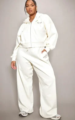 PRETTYLITTLETHING Plus Sand Printed Premium Wide Leg Sweatpants