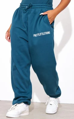 PRETTYLITTLETHING Plus Teal High Waisted Sweatpants